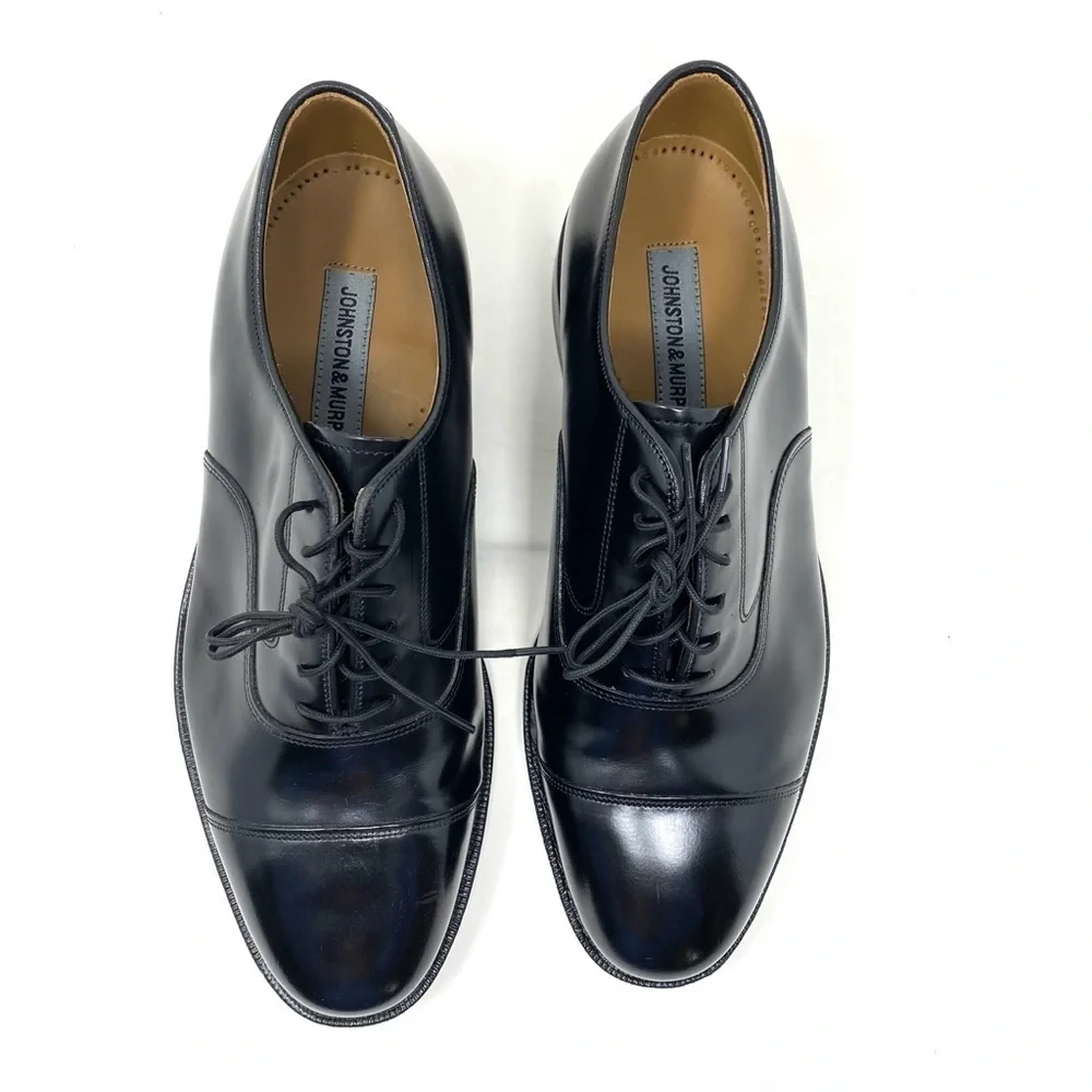 Johnston & Murphy Melton Classic Dress Cap Toe Oxford Black B width